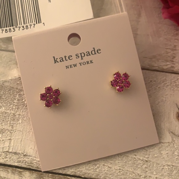 Kate spade deep magenta flower studs earrings - Picture 2 of 6